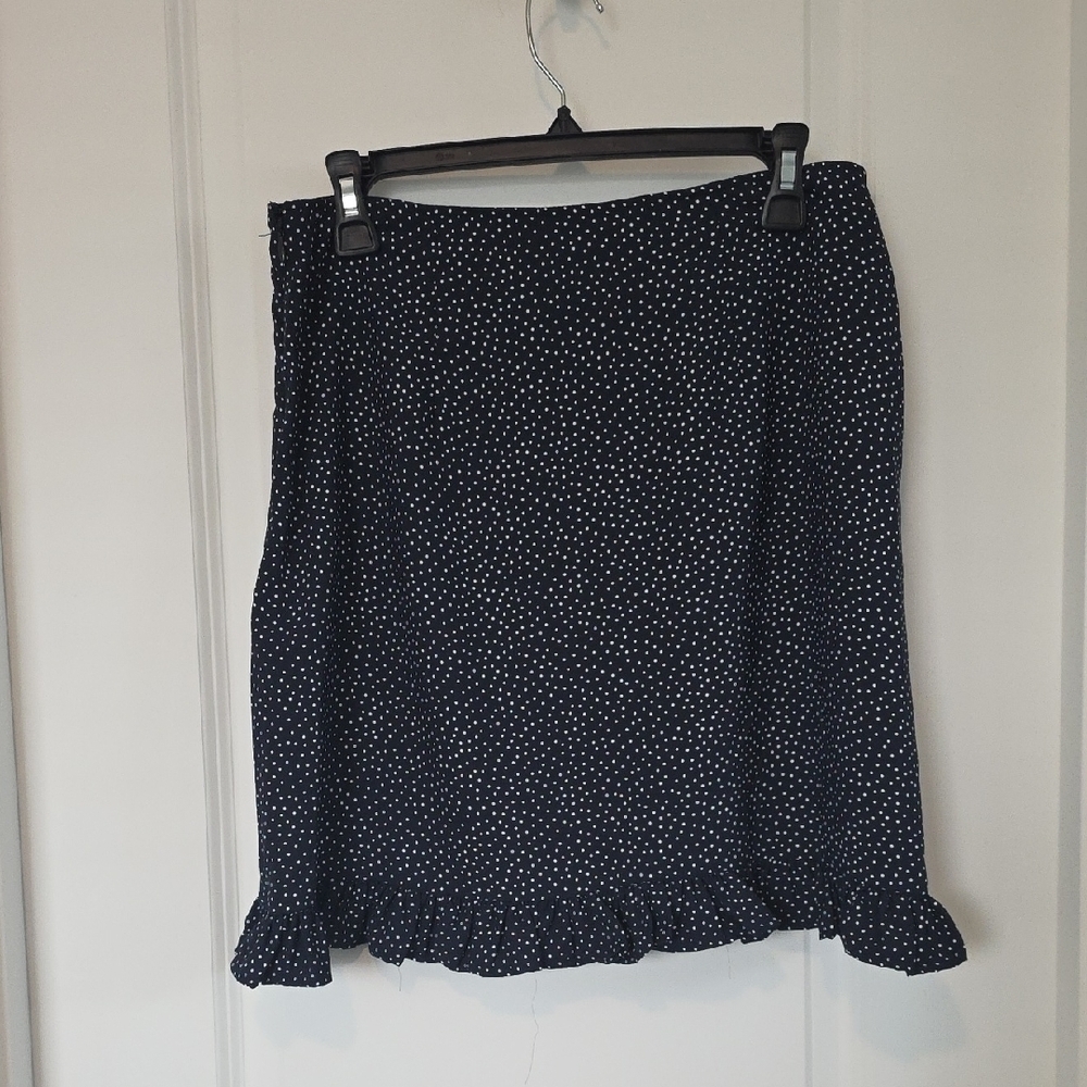LOFT Navy Polka Dot A-Line Skirt - Picture 3 of 4